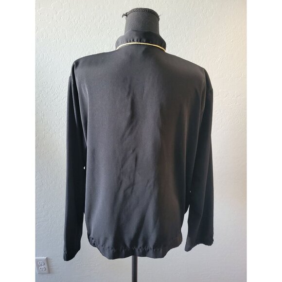 Teddi Vintage Black Lighweight Jacket Size M Classic Embroidered Vintage Retro - Picture 6 of 9